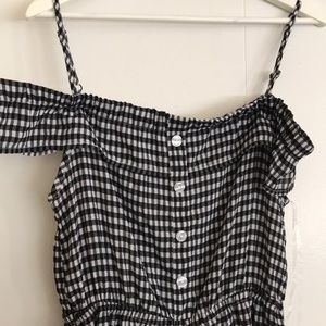 Black and White Off the Shoulder Romper